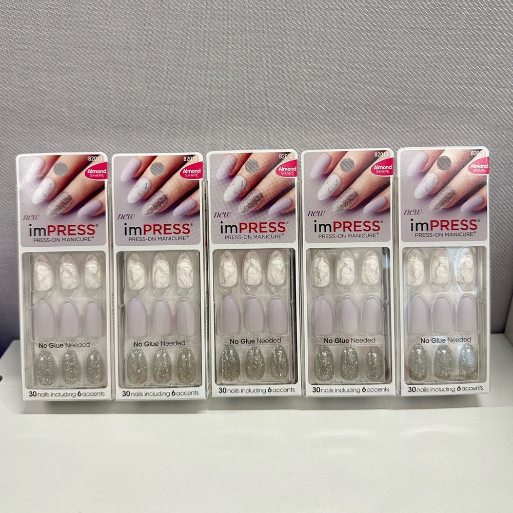 🔥🔥🔥NEW Impress Almond Shape Press-On Nails Bundle of 5